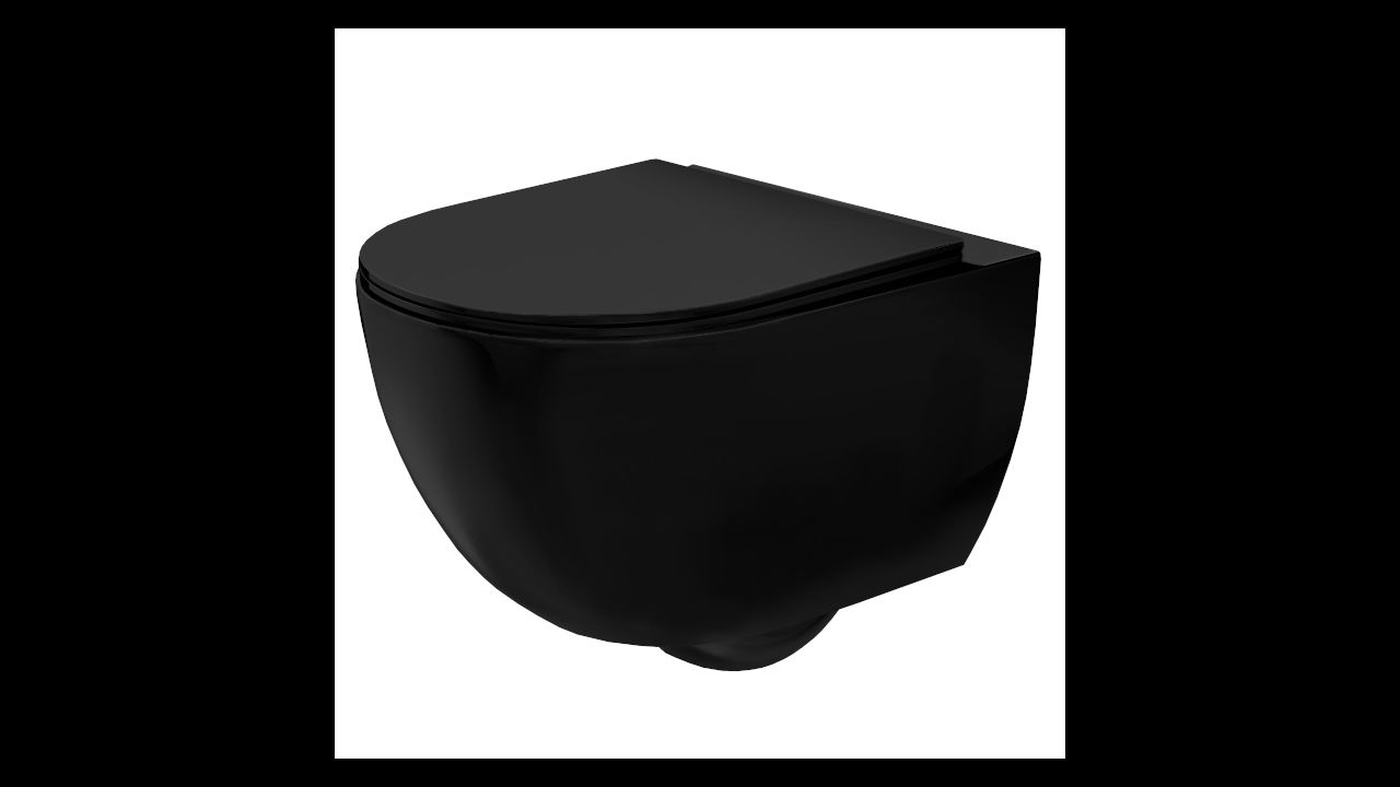Taza de inodoro WC Rea Carlo Mini Rimless Flat Black Mat